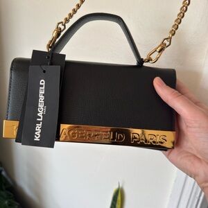 NWT!!!! Karl Lagerfeld Black Crossbody Bag with Gold Accents